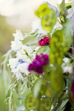 Bluebells, karanfil ve Yasemin ile buket