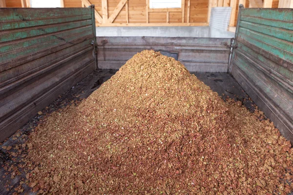 Apple pomace - By-product is produced when pressing apple juice and we use it for feeding wild game in the winter months