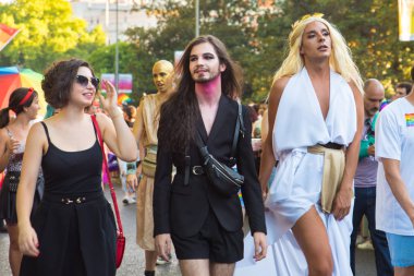 Madrid, İspanya - 07 Temmuz 2019 - Gay Pride, Orgullo Gay Parade Div