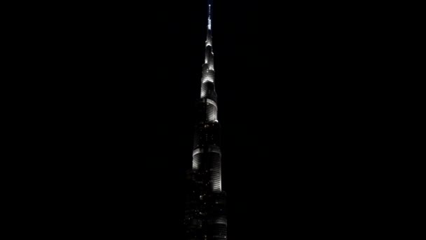Burj Khalifa Blinkande Lampor Natten — Stockvideo