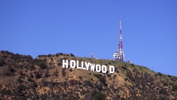 Nahaufnahme Eines Hollywood Schildes — Stockvideo