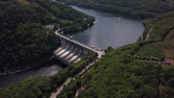 Dam Wall Distance Drone View — Stock Video