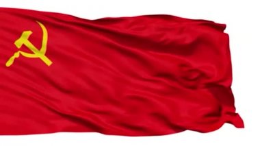 Dikişsiz döngü SSCB Ulusal bayrağı rüzgar sallayarak