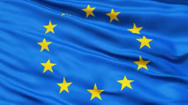 シームレスに風に振るヨーロッパの旗をループ — ストック動画