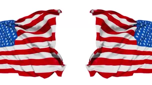 Bandeiras Sem Costura Eua Estados Unidos Acenando Vento — Vídeo de Stock