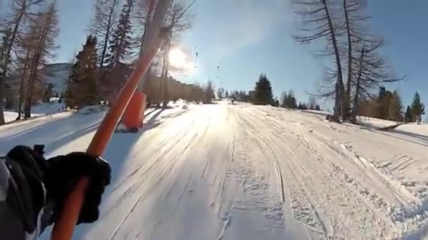 Panorama do downhill do esqui — Vídeo de Stock