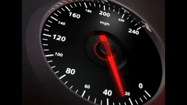 Speedometer, closeup. 0-200 in 15 seconds — Stock Video