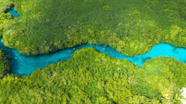 Tulum,Quintana Roo, Meksika'daki Casa Cenote'un Drone görünümü