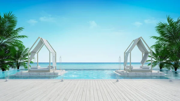 Beach Lounge Panoramic Sea View Luxury Villa Rendering Стоковое Фото