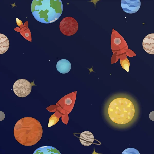seamless pattern. planets solar system with stars