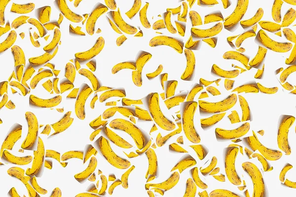 Resumo Bananas Imprimir Fundo Branco Estilo Colagem Padrão Aleatório — Fotografia de Stock