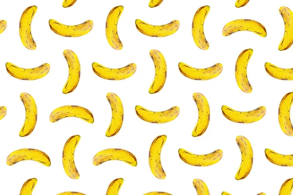 Resumo Bananas Colagem Impressão Fundo Branco Padrão Aleatório — Fotografia de Stock