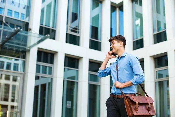 Confident Successful Antrepreneur Office Man Corporate Guy Standing His Leather — Stock Photo, Image