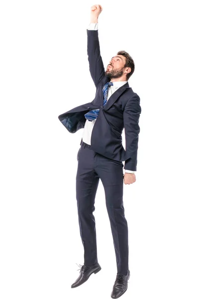企業人 自信を持って白い背景の上に立ってエレガントなビジネスマン — ストック写真