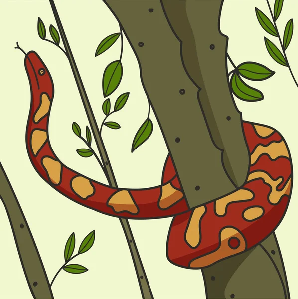 Ormanda çevresinde Python kıvrılmış. Vektör grafikleri.