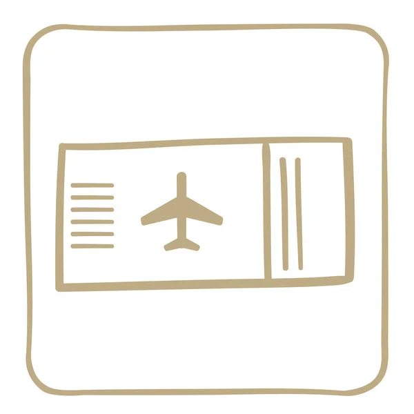 光茶色のフレームの航空会社チケット アイコン ベクトル グラフィック — ストックベクタ