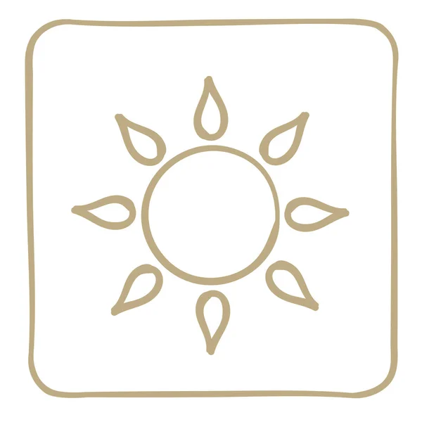 Sun - hafif kahverengi kare simgesi. Vektör grafikleri.