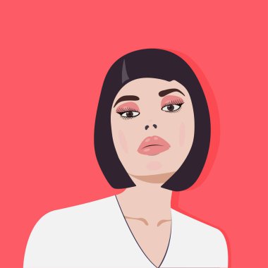 Seksi esmer kırmızı bir arka plan üzerinde. Vektör grafikleri.