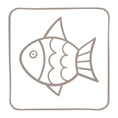 Hafif kahverengi kare simgesini balık. Vektör grafikleri.