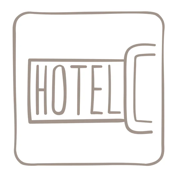 Hafif kahverengi çerçevesindeki tabela - otel - simge. Vektör grafikleri.