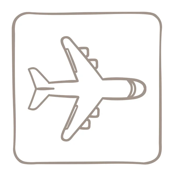 Ícone Avião Uma Moldura Marrom Claro Gráficos Vetoriais — Vetor de Stock