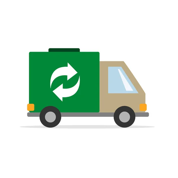 Αυτοκίνητο Σκουπίδια Φορτηγό Εργασίας Διανυσματικά Γραφικά Επίπεδη Στυλ — Διανυσματικό Αρχείο