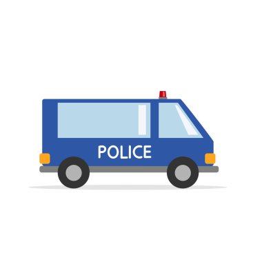 Polis van. Düz stil vektör grafik.