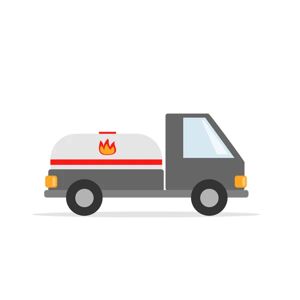 Automobile gas tank van. Work car. Vector graphics in flat style. Service transport. Vector image. Small van service vehicle.