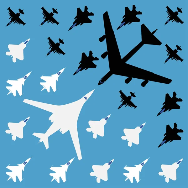 Letecká Bitva Bezešvé Pattern Modrém Pozadí Vektorové Grafiky — Stockový vektor