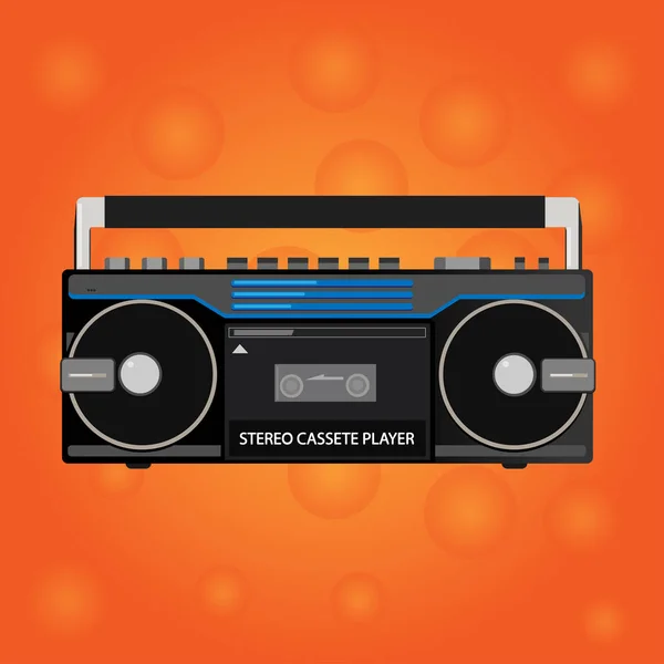 Vintage kaset stereo kaydedici. Getto blaster boombox. Vektör grafikleri. Düz stil.