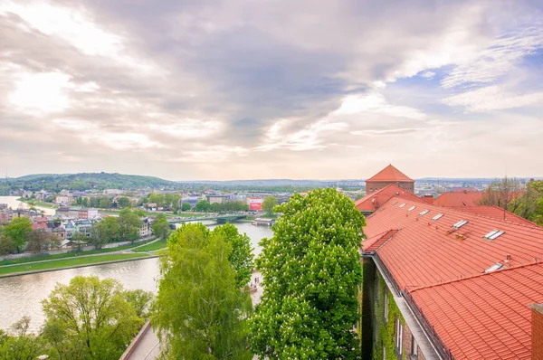 Espectacular Vista Ciudad Desde Antiguo Castillo — Foto de Stock