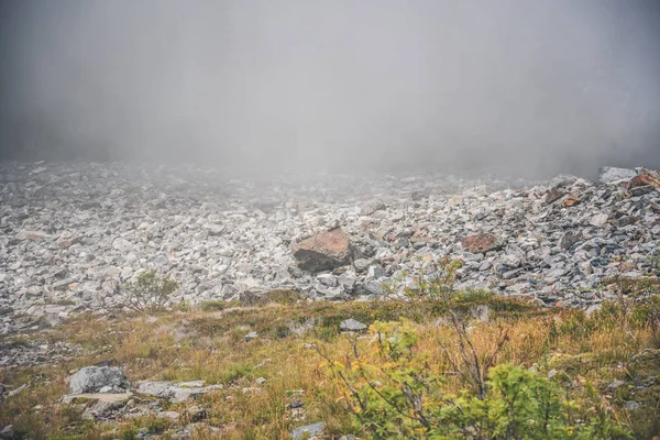 Niebla Profunda Que Cubre Las Rocas Montaña —  Fotos de Stock