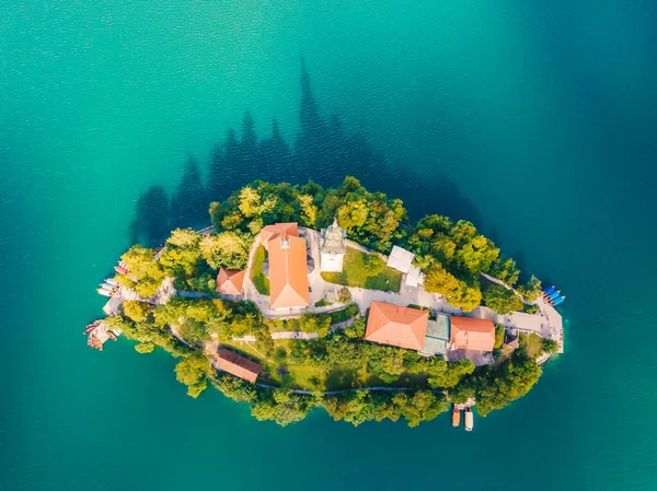 Old Church Standing Island Middle Bled Lake — Stock Photo, Image