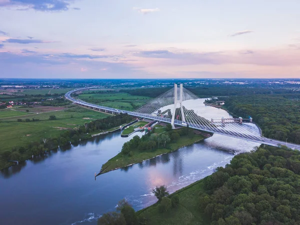 Modern Bridge Oder River Poland — Stock Photo, Image