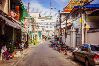 Bangkok, Tayland - 27 Haziran 2015: Bangkok 'taki gerçek hayat, başkentin fakir bölgesi