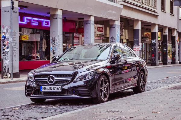 Frankfurt Nad Menem Niemcy Grudnia 2018 Piękny Czysty Czarny Mercedes — Zdjęcie stockowe