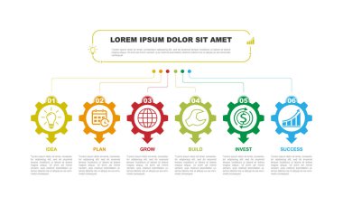 İş İnfografik 6 adım düz