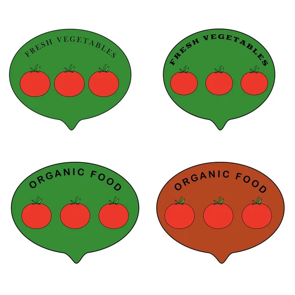 Organic Food Fresh Vegetables Vector Illustration Icon Set Tomato — Stock Vector