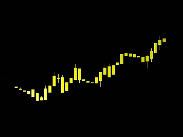 Tendencia Creciente Gráfico Finanzas Velas Japonesas Relieve Oro Aislado Sobre —  Fotos de Stock