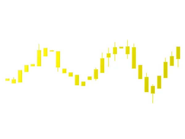 Ιαπωνικά Επίπεδη Κηροπήγιο Οικονομικών Γράφημα Χρυσό Ανάγλυφο Απομόνωμα Λευκό Φόντο — Φωτογραφία Αρχείου