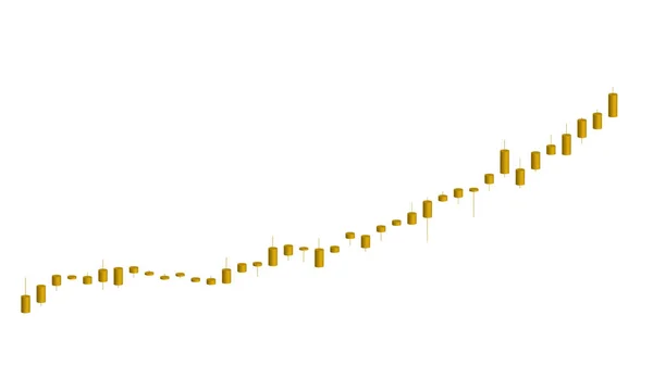 Gold Japanischer Leuchter Wachsende Diagramm Weißer Hintergrund — Stockfoto