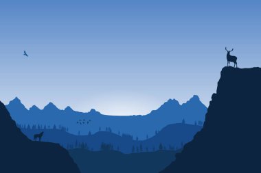 Kurt ve vahşi doğa illüstrasyon geyik 