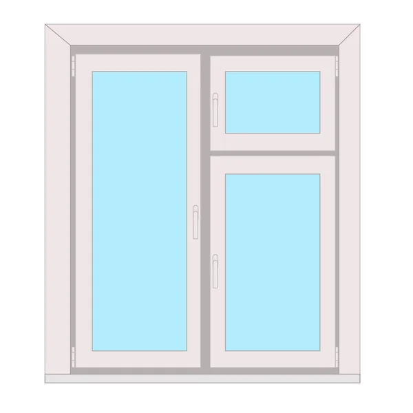 Kunststofffenster Mit Fensterblatt Vektor Illustration — Stockvektor