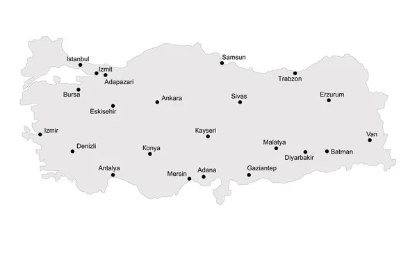 Turquía Mapa Contorno Con Accidente Cerebrovascular Aislado Sobre Fondo Blanco — Archivo Imágenes Vectoriales