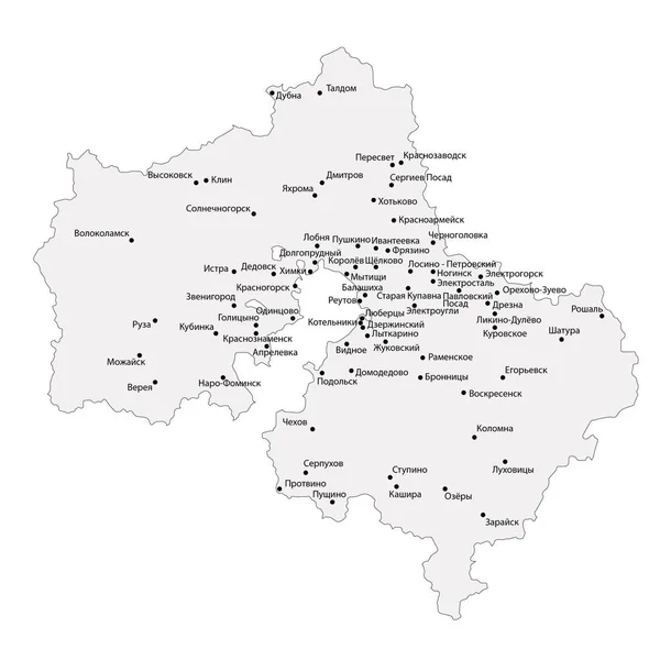 Mappa Della Regione Mosca Con Ictus Isolato Sfondo Bianco Con — Vettoriale Stock