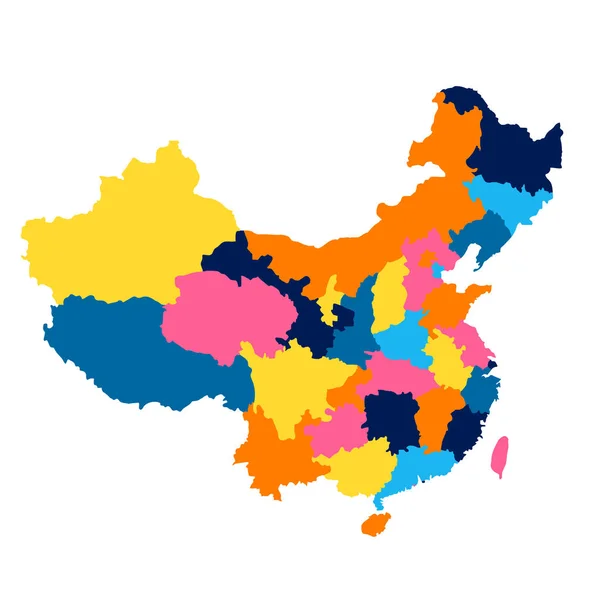 Mapa División Administrativa Las Regiones China Diferentes Colores — Foto de Stock