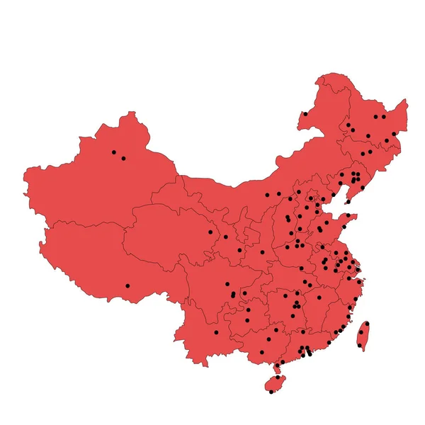 主要都市のベクトル図と中国地域の地方行政区画の地図 — ストックベクタ