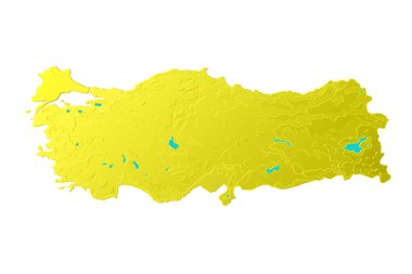 Türkiye'de 3d bas kabartma Haritası Altın külçe gibi kontur
