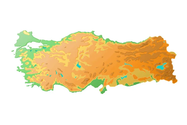 Fyzická Mapa Turecko Bas Reliéf Styl — Stock fotografie