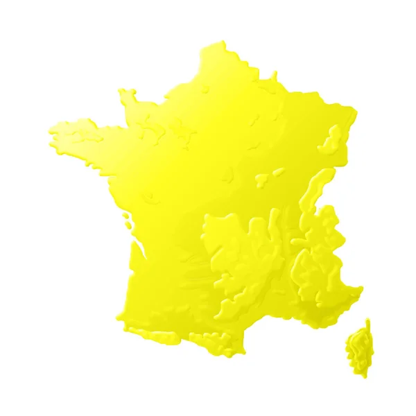 Mapa Hipsométrico Físico Relieve France Color Oro —  Fotos de Stock